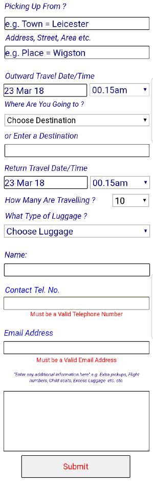 Home Mobile Form